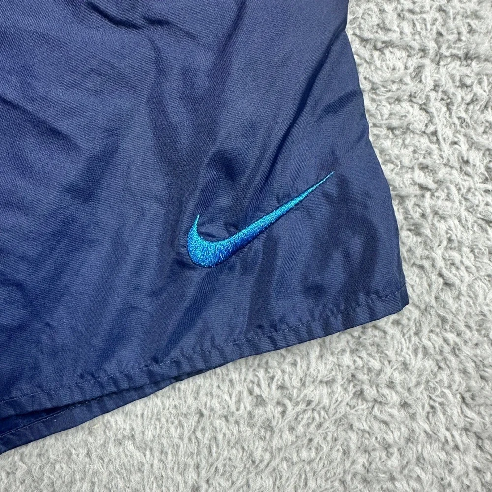 Nike Big Logo Vintage 90s Swim Trunks Mens XXL‎ Navy Blue Mesh Lined Shorts Y2K